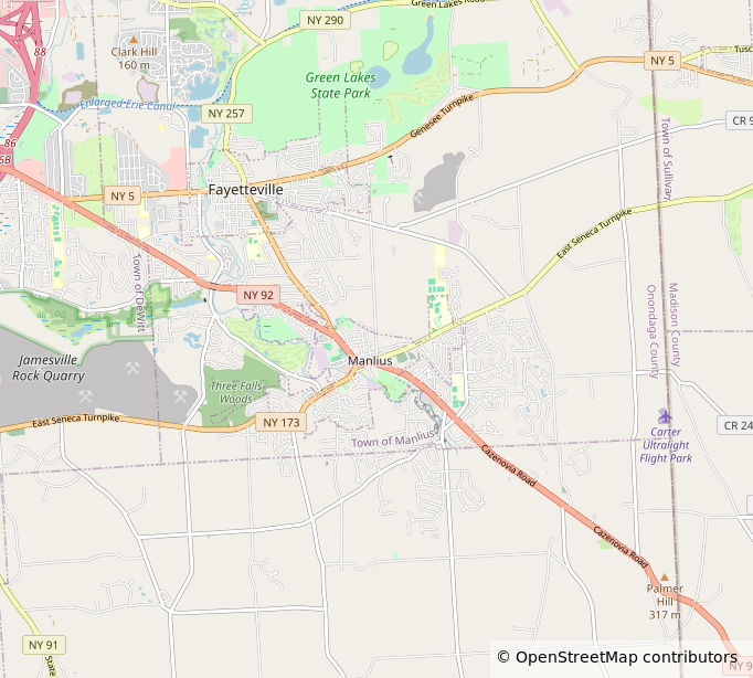 Map of Manlius, NY and the surrounding Onondaga County radon service area