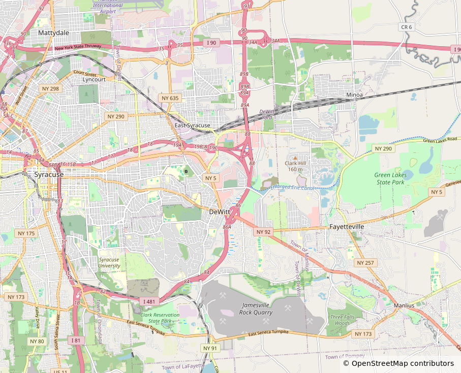 Map of DeWitt, NY and the surrounding Onondaga County radon service area