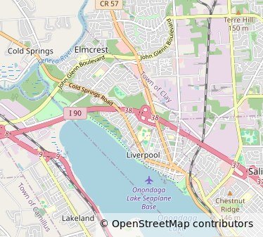 Map of Liverpool, NY and the surrounding Onondaga County radon service area